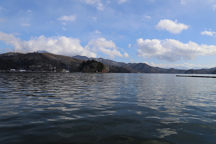 野尻湖、搭乘游览船(弁天岛参拜)