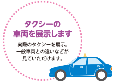 タクシーの車両を展示します
